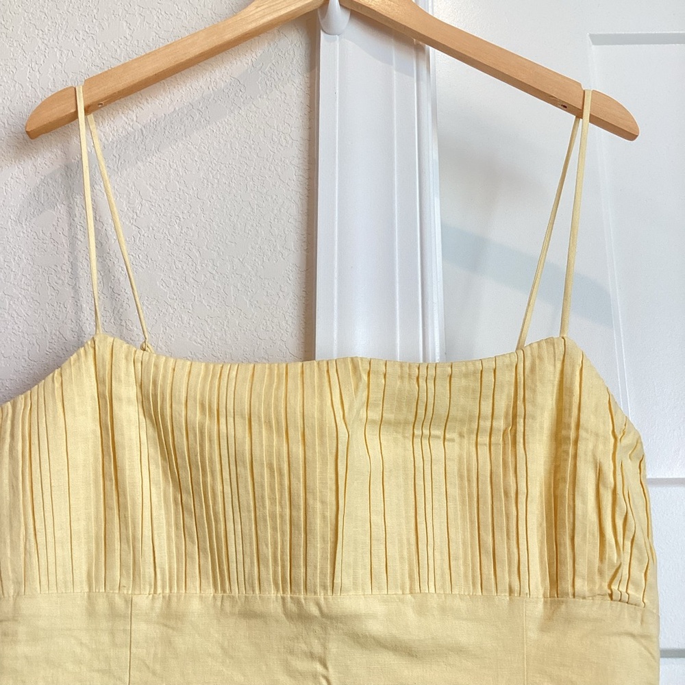 Anthropologie Sleeveless Linen Mini Dress Maeve Ophelia New 14 Butter Yellow - Picture 7 of 15